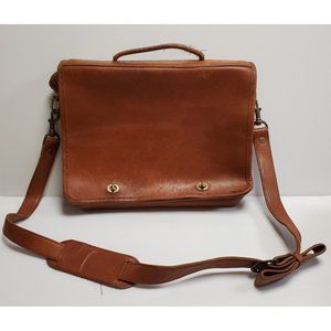 Vintage VILLAGE TANNERY by Sevestet Brown Thick Leather Briefcase Messenger Bag